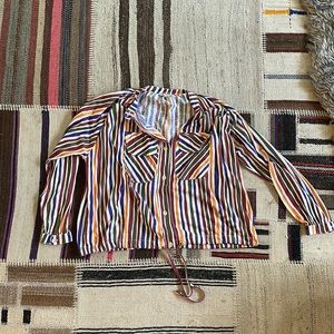 vintage muted rainbow long sleeve button up shirt